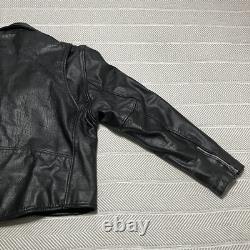 Mr Motor Cycle Classic Biker Jacket Black Leather Zip Up Size 58