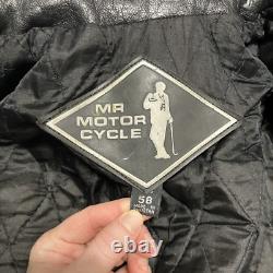 Mr Motor Cycle Classic Biker Jacket Black Leather Zip Up Size 58