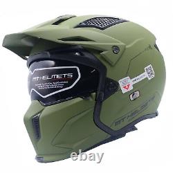 Mt Streetfighter Sv Solid Matt Green Motorcycle Crash Helmet LID Removable Mask