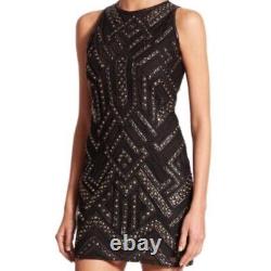 NEW Parker SMALL Roden Studded Faux Leather Black Cutout Sleeveless Mini Dress