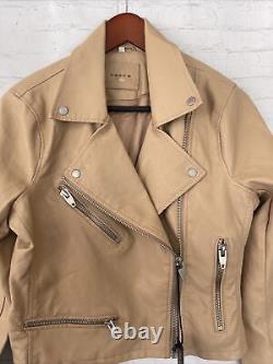 NWT BLANKNYC Faux Leather Full Zip Moto Jacket Beige/Silver Medium