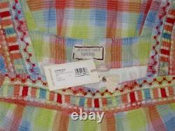 NWT Johnny Was 100% Cotton DELACEY Plaid Square Neck MIDI Dress Women MSRP$285