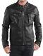 New Men's Real Black Casual Stylish Leather Jacket Nfs 655