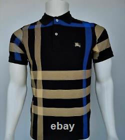 New Shirt Men's Black With Stripes Gold Blue Casual With Tag Cotton
