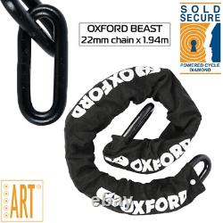 Oxford Beast Ultra Strong Motorcycle Bike Chain 2M Black Sold Secure Diamond