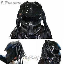 Predator Black Carbon Fiber Motorcycle Helmet Full Face Iron Warrior Man Helmets