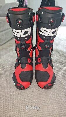 REDUCED Sidi Rex Leather M/cycle Boots Size 7UK/Euro41. Blk, Red & White