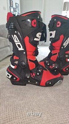 REDUCED Sidi Rex Leather M/cycle Boots Size 7UK/Euro41. Blk, Red & White