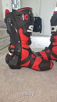 REDUCED Sidi Rex Leather M/cycle Boots Size 7UK/Euro41. Blk, Red & White