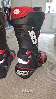 REDUCED Sidi Rex Leather M/cycle Boots Size 7UK/Euro41. Blk, Red & White