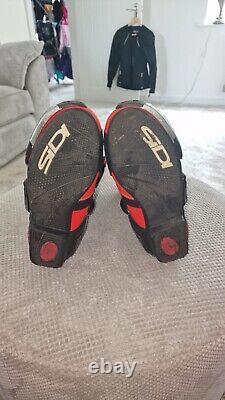 REDUCED Sidi Rex Leather M/cycle Boots Size 7UK/Euro41. Blk, Red & White