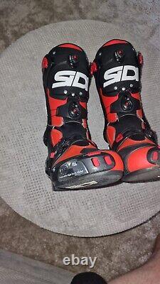 REDUCED Sidi Rex Leather M/cycle Boots Size 7UK/Euro41. Blk, Red & White