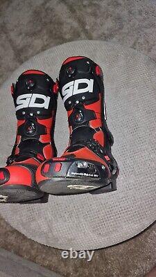 REDUCED Sidi Rex Leather M/cycle Boots Size 7UK/Euro41. Blk, Red & White