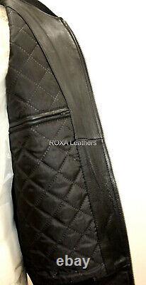 ROXA Latest Pattern Men Genuine NAPA Real Leather Jacket Motorcycle Black Zipper