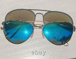 RayBan RB3025 Aviator Classic Women Sunglasses Flash Blue Lens Unisex 58mm