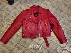 Red Leather Motorcycle Jacket size Large Hot Leathers
