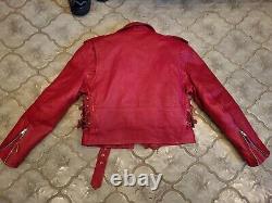 Red Leather Motorcycle Jacket size Large Hot Leathers
