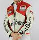 Red And White Men's Rare Marlboro Formula Racing Mcqueen Leather Jacket Biker