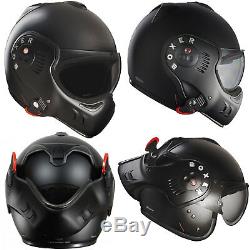 Roof Boxer V 8 Flip Up Full Face Full Matt Black Motorcycle Motorbike Helmet V8