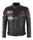 Sizma Men's Real Leather Jacket Black Classic Vintage Retro Motorcycle Style