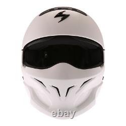 Scorpion EXO Combat Jet Motorcycle Helmet Motorbike Transformer Open White J&S