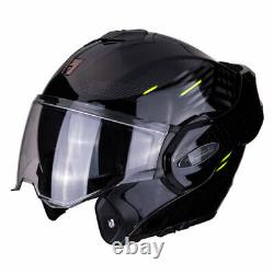 Scorpion Exo Tech Pulse Black Neon Yellow Motorbike Flip Front Helmet