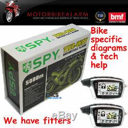 Spy Motorbike Motorcycle Alarm & Immobiliser + Rechargeable LCD Pager Remotes