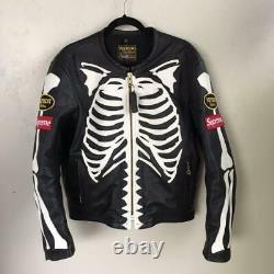 Supreme x Vanson Leather Bones Jacket Size M Black Rare From JAPAN