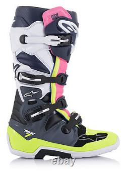 Tech 7 MX Boots Dark Grey/Dark Blue/Neon Pink US 09 Alpinestars 2012014-9076-9