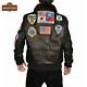 Top Gun Tom Cruise Flight Aviator Cowhide Men's Real Cowhide Leather Jacket New