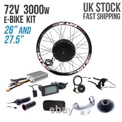 UK 72V 3000W Electric Bicycle Rear Hub Motor Conversion Kit E-Bike Wheel 26'