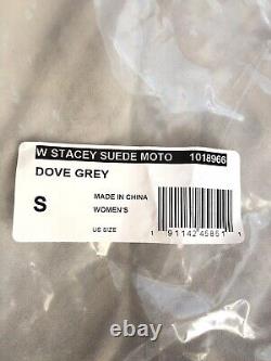 Ugg Stacey Suede Moto Jacket Dove Grey Lamb Suede Women's Size S -new