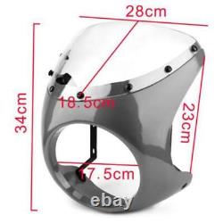 Universal Motorcycle Fromt Headlight Windscreen Fairing for Cafe Racer Black