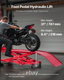 VEVOR 1000lbs Hydraulic Motorcycle Jack Lift Hoist Stand Dirt Street Bike ATV