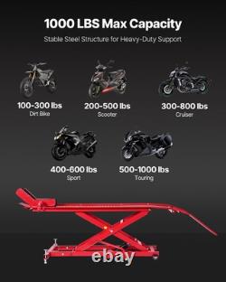 VEVOR 1000lbs Hydraulic Motorcycle Jack Lift Hoist Stand Dirt Street Bike ATV