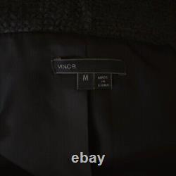 VINCE Gray Tweed & Black Lamb Leather Jacket M