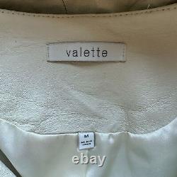 Valette Lamb Leather Moto Jacket In Ivory Color Sz M