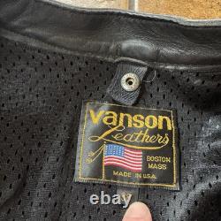 Vanson BLACK LEATHER MOTOR CYCLE RACE JACKET SIZE 38
