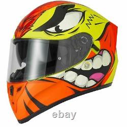 Vcan V128 Dual Visor Full Face Motorcycle Helmet Mohawk Yellow Free Dark Visor