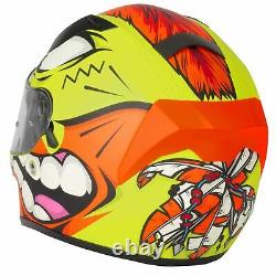Vcan V128 Dual Visor Full Face Motorcycle Helmet Mohawk Yellow Free Dark Visor
