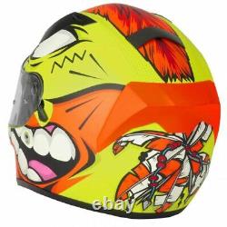 Vcan V128 Mohawk Yellow Orange Full Face Motorcycle Motorbike Helmet + Sun Visor