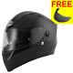 Vcan V128 Solid Black Full Face Dvs Motorbike Motorcycle Helmet Acu + Free Visor
