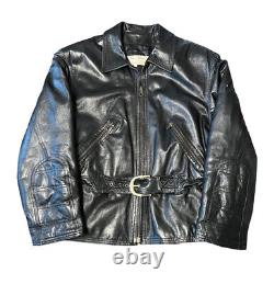 Vera Pelle Belted Leather Jacket Handcrafted in Florence Made in Italy Size 40