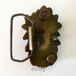 Vintage 1974 Brass Native American Style Indian Head Bergamot Brass Works Buckle