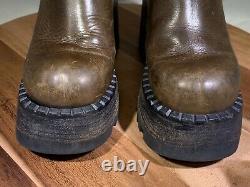 Vintage 90s Destroy Chunky Platform Boots Brown Leather US 7 EU 37