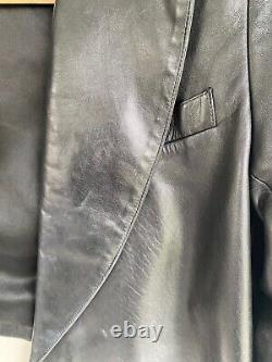 Vintage ALAIA Bergdorf Goodman Black Leather Coat Jacket. Size 38 Iconic FRANCE
