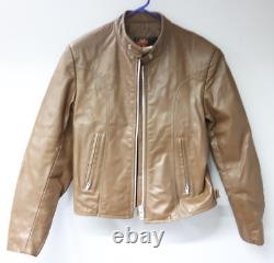 Vintage Bristol Leather Motorcycle Zip Bomber Jacket Women's Sz. 42 Brown Lined