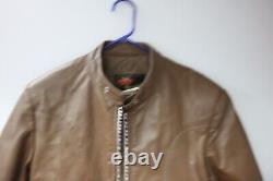 Vintage Bristol Leather Motorcycle Zip Bomber Jacket Women's Sz. 42 Brown Lined