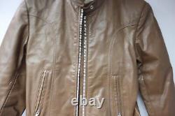 Vintage Bristol Leather Motorcycle Zip Bomber Jacket Women's Sz. 42 Brown Lined