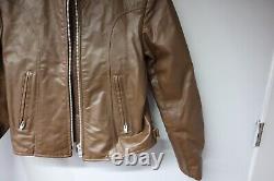 Vintage Bristol Leather Motorcycle Zip Bomber Jacket Women's Sz. 42 Brown Lined